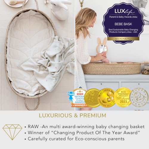 New Premium Baby Changing Basket - Handmade Natural Seagrass Moses Basket