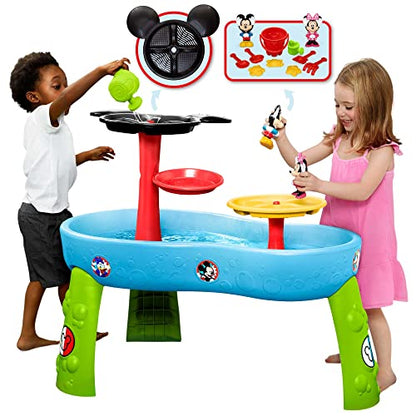 Disney Mickey Mouse Water Table by Delta Children 3-Tier Water Play Table with 11-Piece Toy Set Blue