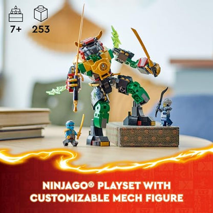 New LEGO NINJAGO Lloyd’s Elemental Power Mech Customizable Battle Toy with 3 Ninja Action Figures 71817