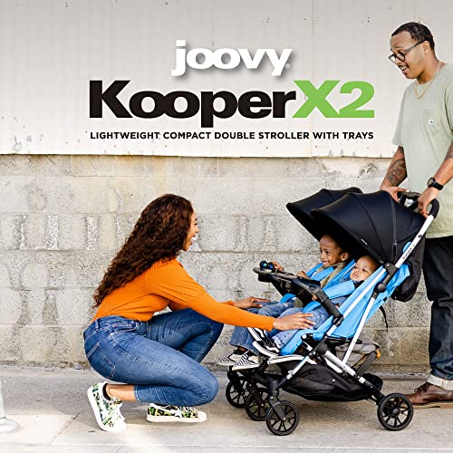 Gently Used Joovy Kooper X2 Double Stroller Lightweight Travel Stroller (Glacier Blue)