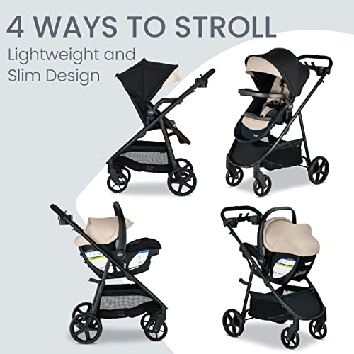 New Britax Willow Brook S+ Baby Travel System, Infant Car Seat and Stroller (Sand Onyx)