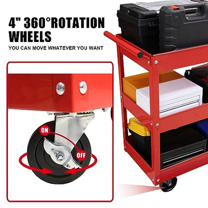 NEW BIG RED 3-Tier Service Cart 400 lbs capacity metal cart