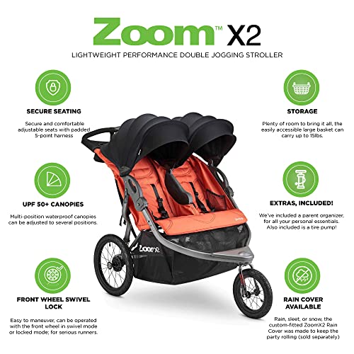 New Joovy Zoom X2 Lightweight Double Jogging Stroller (Paprika)