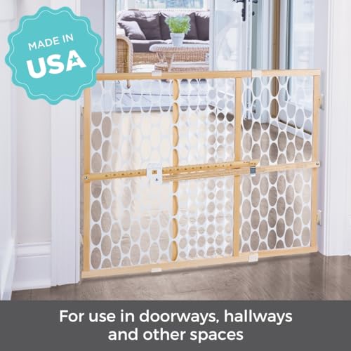 New Toddleroo by North States Quick Fit Oval Mesh Wooden Baby Gate: 26.5"- 42" Wide (Brown-White)