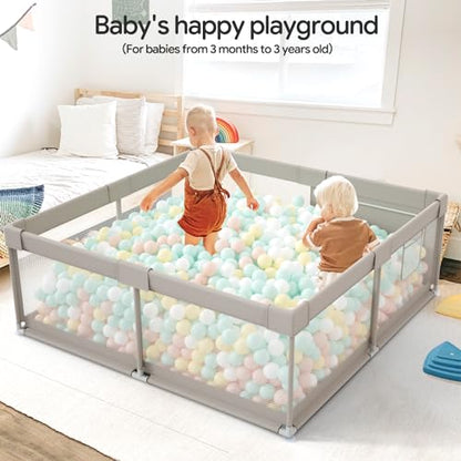 Baby Playpen with Mat, 59x59inch Playpen for Babies and Toddlers