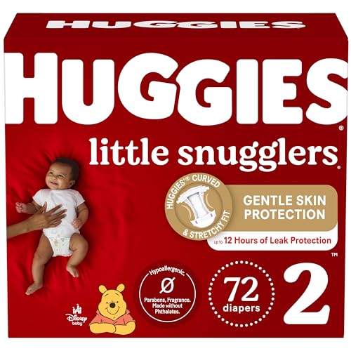 New Huggies Little Snugglers Baby Diaper (Size 2 (12-18 lbs), 72 Count)