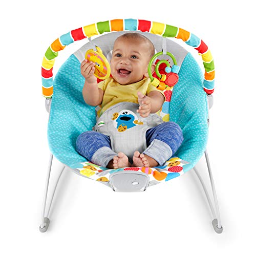 New Bright Starts Sesame Street Baby Bouncer - 'I Spot Elmo!' with Vibrations, 0-6 Months, 20 lbs