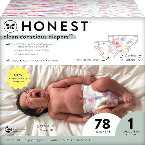 New The Honest Company Clean Conscious Diapers (Size 1 (8-14 lbs), 78 Count)