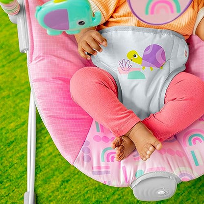 New Bright Starts Pink Paradise Portable Baby Bouncer