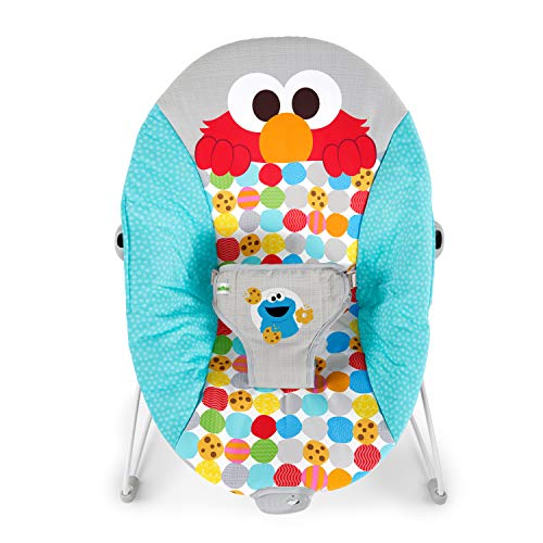 New Bright Starts Sesame Street Baby Bouncer - 'I Spot Elmo!' with Vibrations, 0-6 Months, 20 lbs