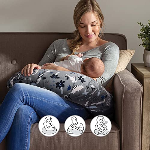 New Boppy Nursing Pillow Original Support (Gray Dinosaurs)