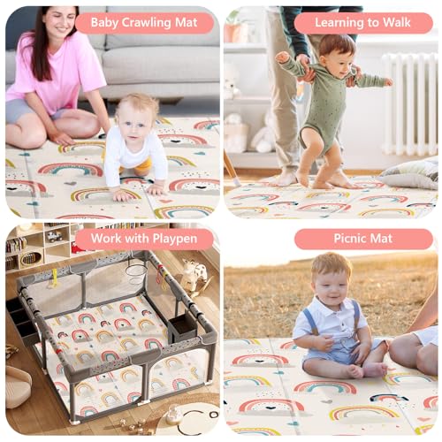 NOONKTY Foldable Baby Play Mat for Floor, 79x71