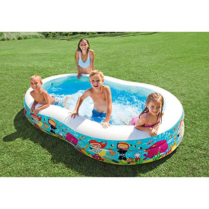 New Intex 8.5ft x 5.25ft x 18in Swim Center Paradise Seaside Inflatable Kiddie Pool with Drain Plug