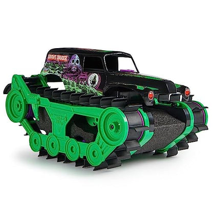 New Monster Jam Official Grave Digger Trax All-Terrain Remote Control Outdoor Vehicle, 1:15 Scale