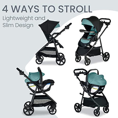 New Britax Willow Brook S+ Baby Travel System, Infant Car Seat and Stroller (Jade Onyx)