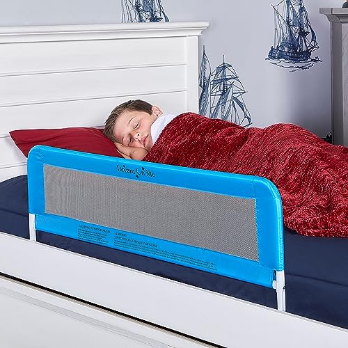 Dream On Me Adjustable Mesh Bed Rail, Two Height Levels (Blue)