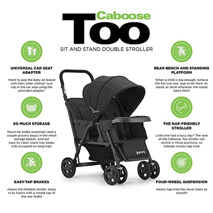 New Joovy Caboose Too Sit and Stand Double Stroller (Black Graphite)