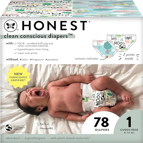 New The Honest Company Clean Conscious Diapers (Size 1 (8-14 lbs), 78 Count)