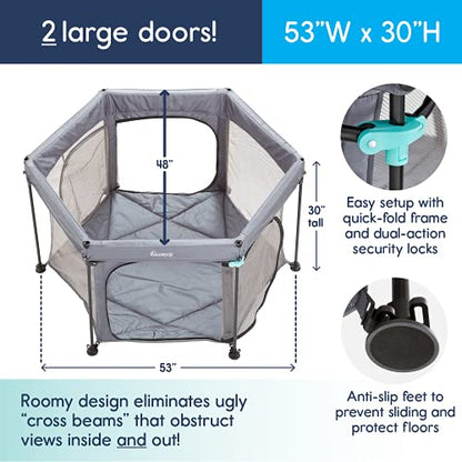 New hiccapop 53" Pop Up PlayPod - Deluxe Portable Playpen for Babies and Toddlers