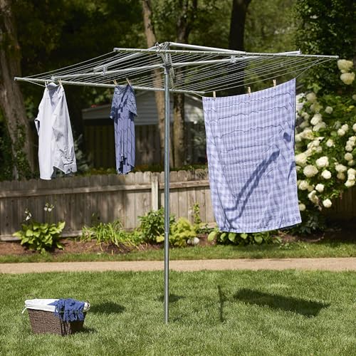 New Household Essentials 17140-1 Rotary Outdoor Umbrella Drying Rack- Clothesline