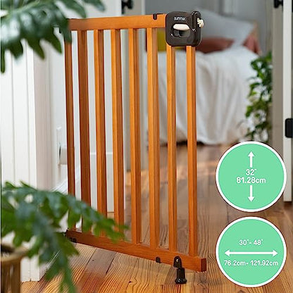 Summer Infant Deluxe Stairway Simple to Secure Safety Pet and Baby Gate,30'-48' Wide,32' Oak Wood