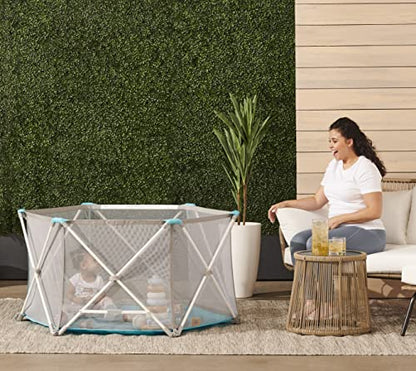 New Regalo Portable Play Yard (White/Gray/Teal)