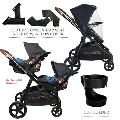 Venice Child Maverick Single to Double Stroller (Eclipse Black)