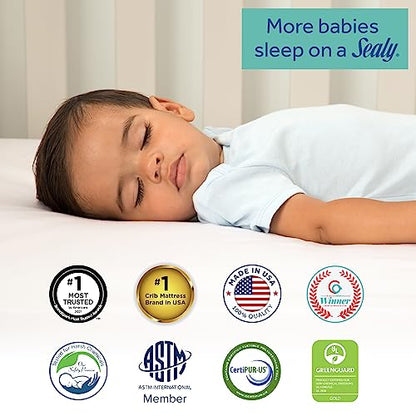 New Sealy Baby Stargazer Premium 2-Stage Dual Firmness Waterproof Baby Crib Mattress