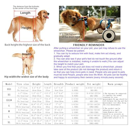 New HobeyHove Adjustable Large Dog Cart/Wheelchair for Back Legs (7-Size)(L)