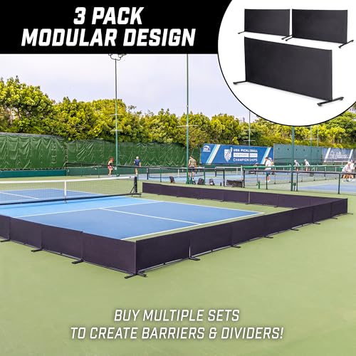 New GoSports Pickleball Ball Barrier 3 Pack - Brandable Court Dividers for Pickleball Courts