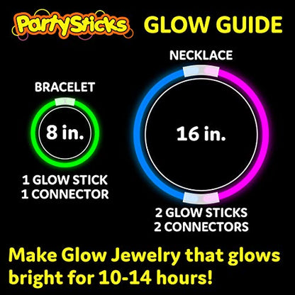 Glow Sticks Bulk Party Favors 200pk - 8” Glow in the Dark Light Sticks Neon Party Glow Bracelets