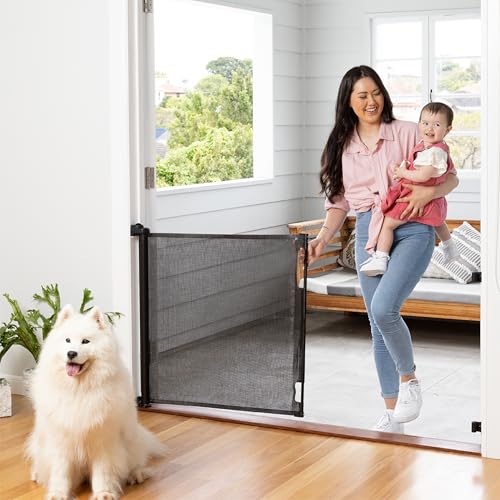 Perma Retractable Baby Gate, 33" x 71", Black