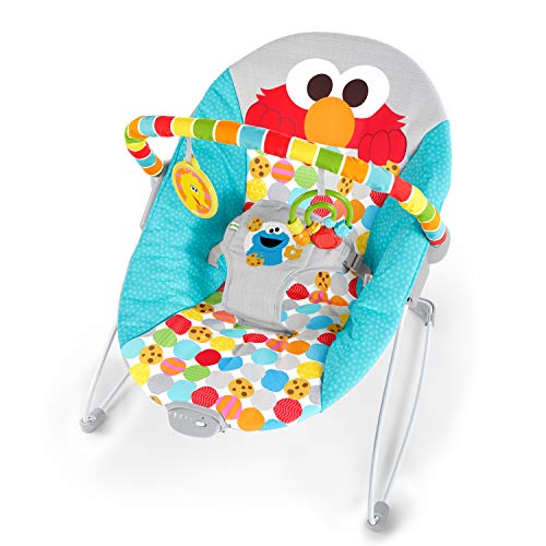 New Bright Starts Sesame Street Baby Bouncer - 'I Spot Elmo!' with Vibrations, 0-6 Months, 20 lbs