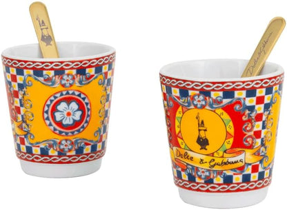 Bialetti Dolce & Gabbana Mocha Express & Espresso Cup Set, Direct Fire (Coffee Maker, Espresso Maker, Makinetta)
