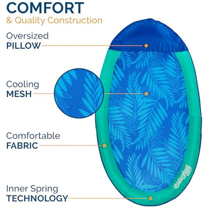 New SwimWays Spring Float Original Pool Lounge Chair (Teal Palm) (Blue-Green)