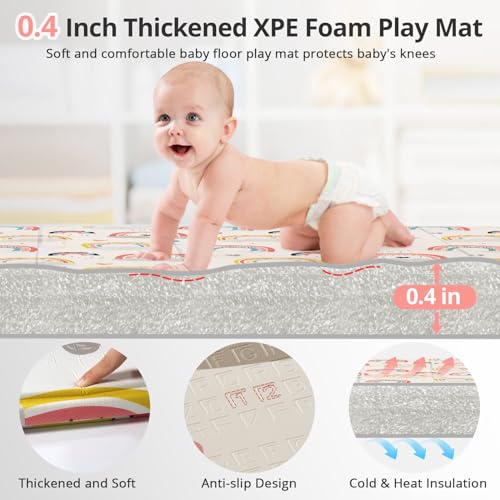 NOONKTY Foldable Baby Play Mat for Floor, 79x71