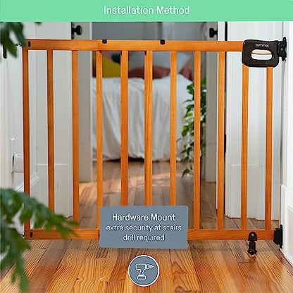 Summer Infant Deluxe Stairway Simple to Secure Safety Pet and Baby Gate,30'-48' Wide,32' Oak Wood