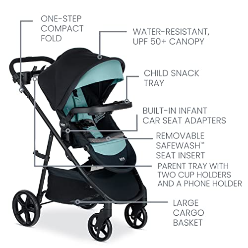 New Britax Willow Brook S+ Baby Travel System, Infant Car Seat and Stroller (Jade Onyx)