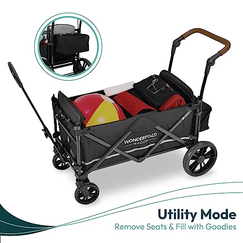 WONDERFOLD X2 Push & Pull Double Stroller Wagon (2 Seater) - Black (Not in Original Box)