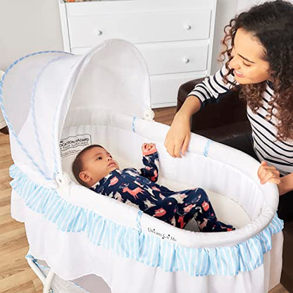 New Dream On Me Lacy Portable 2-in-1 Bassinet & Cradle (Blue and White)