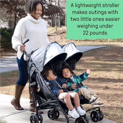 Summer Infant 3Dlite Folding Lightweight Side by Side Double Stroller (Black)