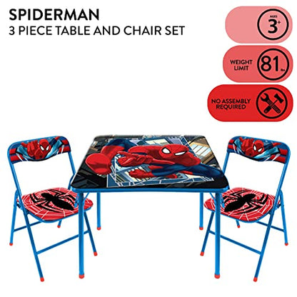 Idea Nuova Marvel Spiderman 3 Piece Children's Activity Square Table and Chair Set