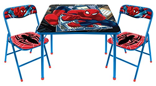 Idea Nuova Marvel Spiderman 3 Piece Children's Activity Square Table and Chair Set