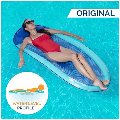 New SwimWays Spring Float Original Pool Lounge Chair (Teal Palm) (Blue-Green)