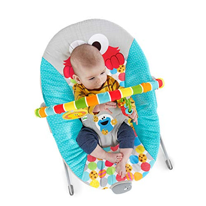 New Bright Starts Sesame Street Baby Bouncer - 'I Spot Elmo!' with Vibrations, 0-6 Months, 20 lbs