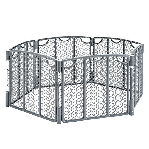 New Evenflo Versatile Play Space Adjustable Play Area, 6-Panel (Cool Gray)