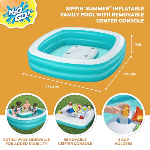 New Bestway H2OGO! Sippin' Summer Inflatable Family Pool (7'2" x 7'2" x 19")