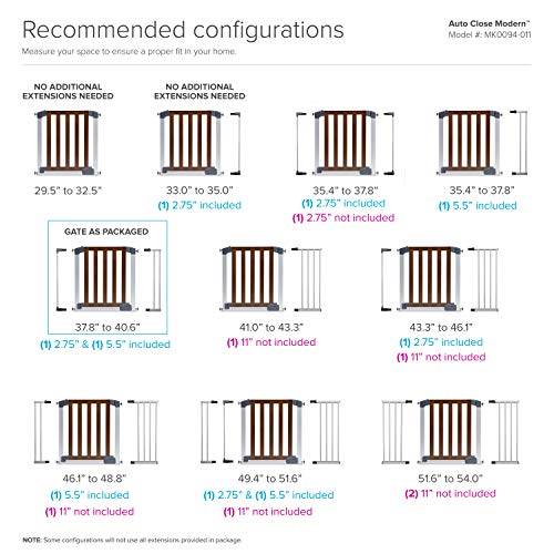 New Munchkin® Auto Close Modern™ Pressure Mounted Baby Gate (Dark Wood and Silver Metal)