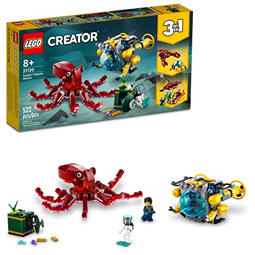 New LEGO Creator 3 in 1 Sunken Treasure Mission Submarine Toy 31130