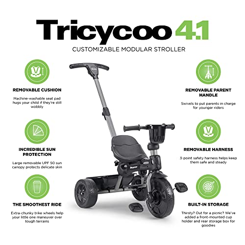 Joovy Tricycoo 4.1 Kids Tricycle with Retractable Canopy (Black)